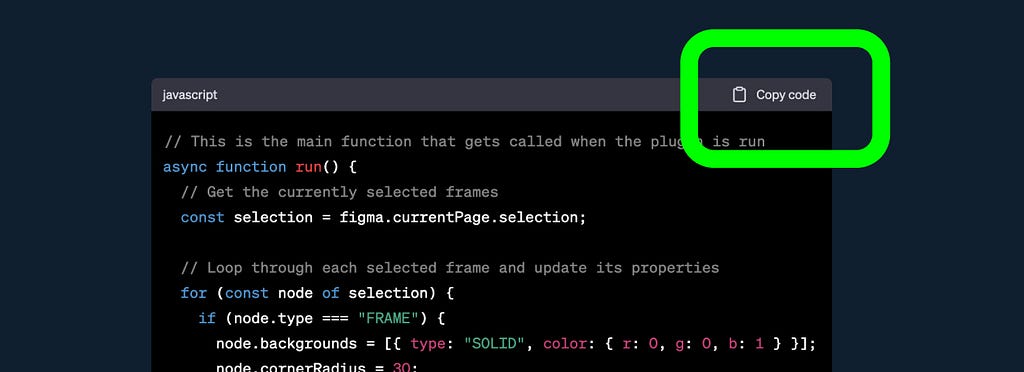 Ask ChatGPT to write the Figma Plugin Code for you