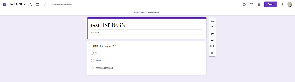 LINE Notify test with google form