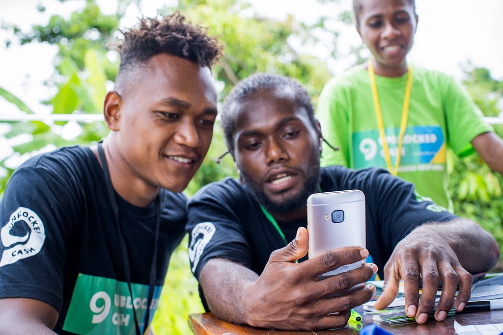 UnBlocked Cash team at registration in Santo, Vanuatu. (Credits: Oxfam in Vanuatu/Arlene Bax)