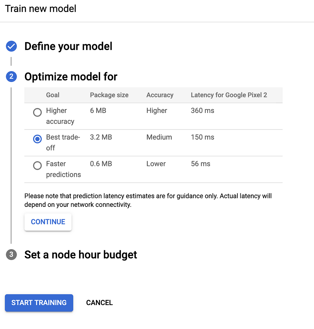 Model optimization option