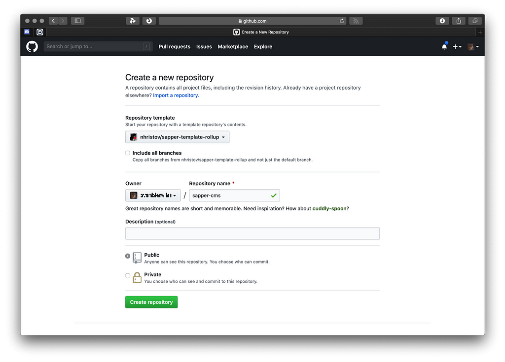 Create repository from an existing one on GitHub