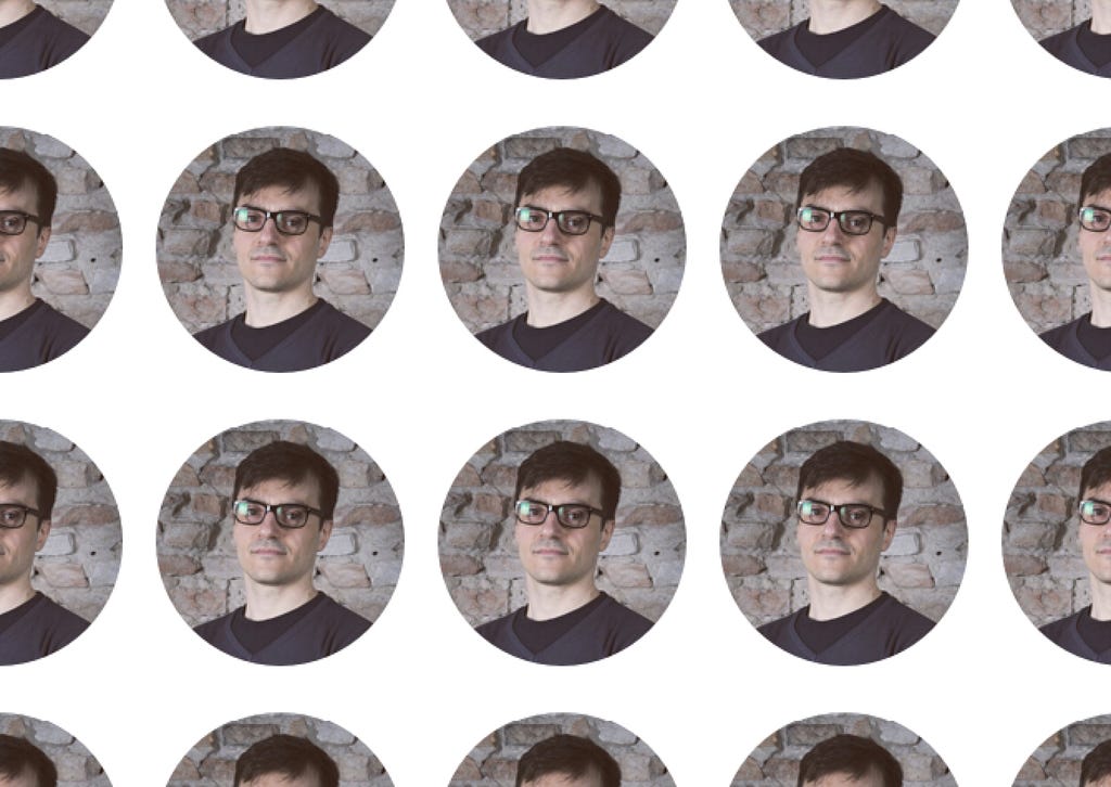 Repeated grid of James’ stupid face