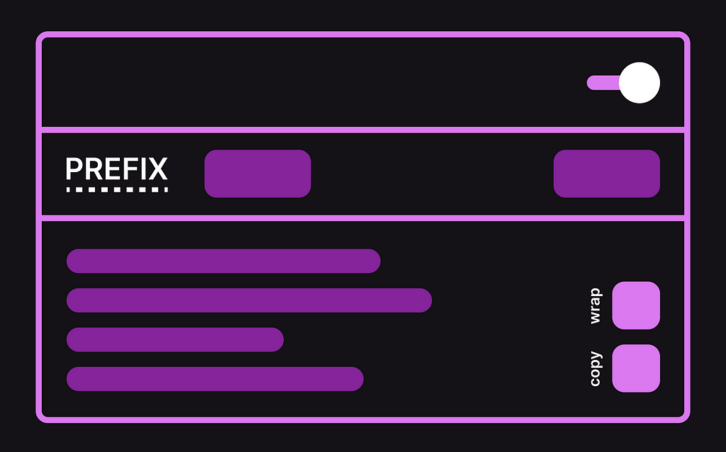 Schematic illustration of the tokens Set showcasing the Prefix, Toggle and other controls