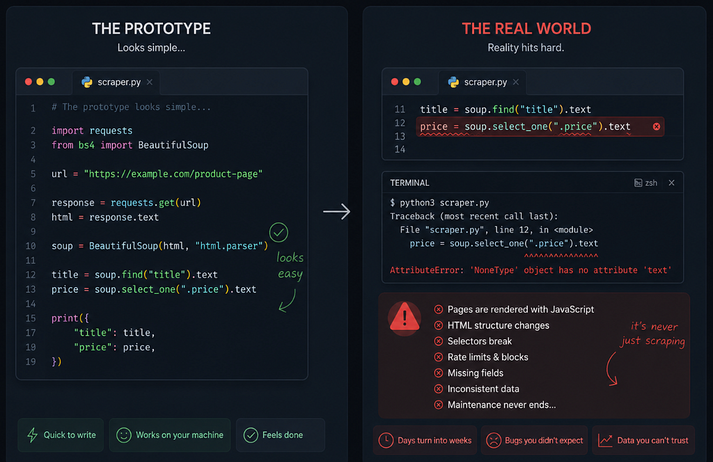 The prototype is easy. Production scraping is where the problems begin.