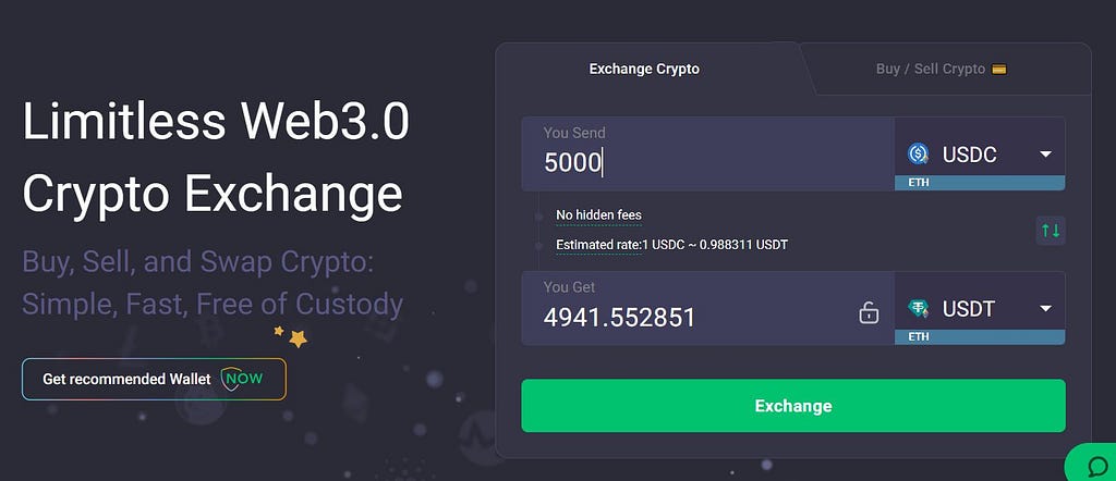 swap USDC stablecoin with ChangeNow