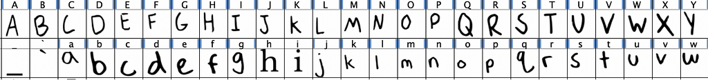 capital and lowercase letters placed inside a grid