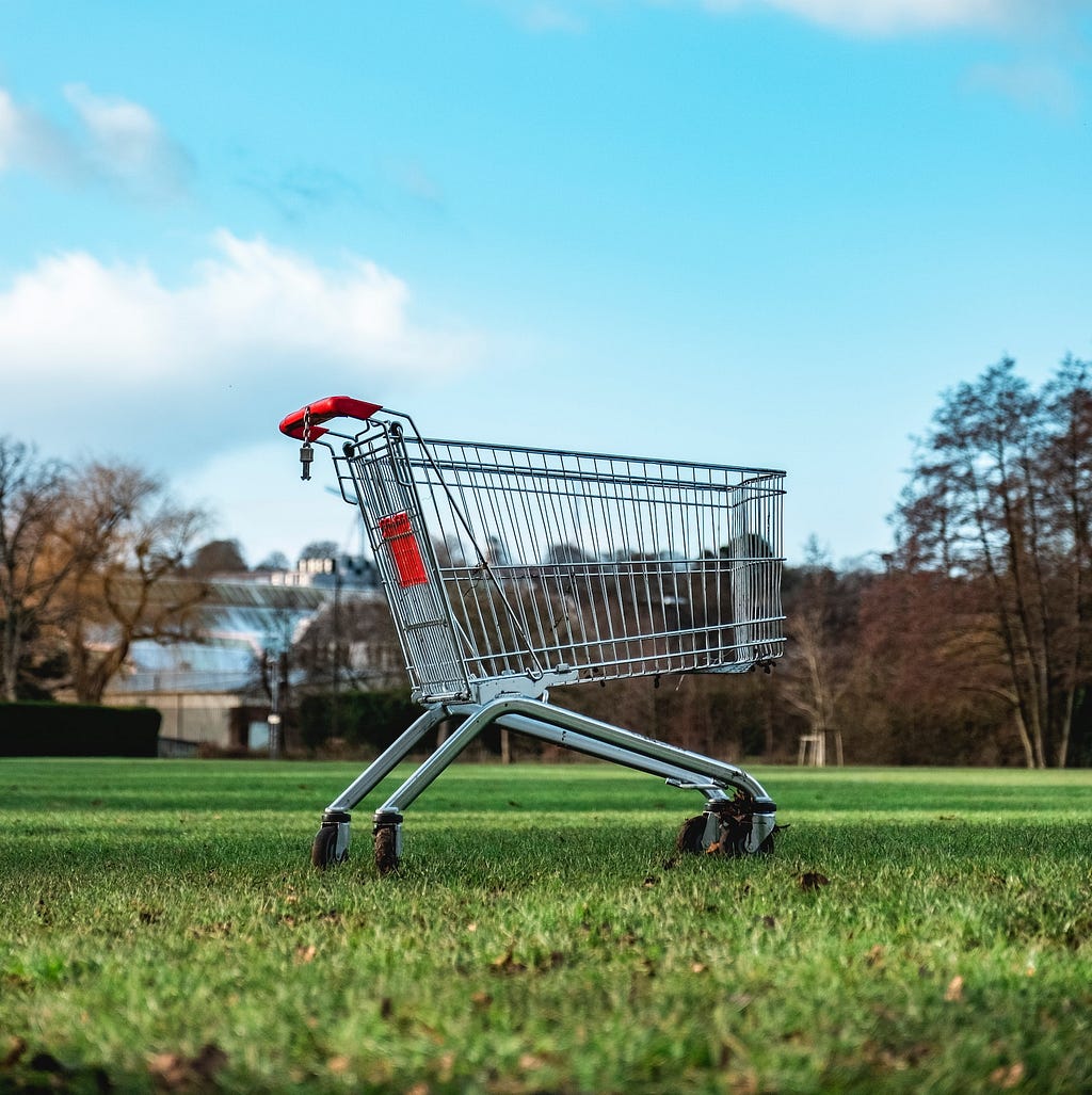 Shopping trolley/cart in a park