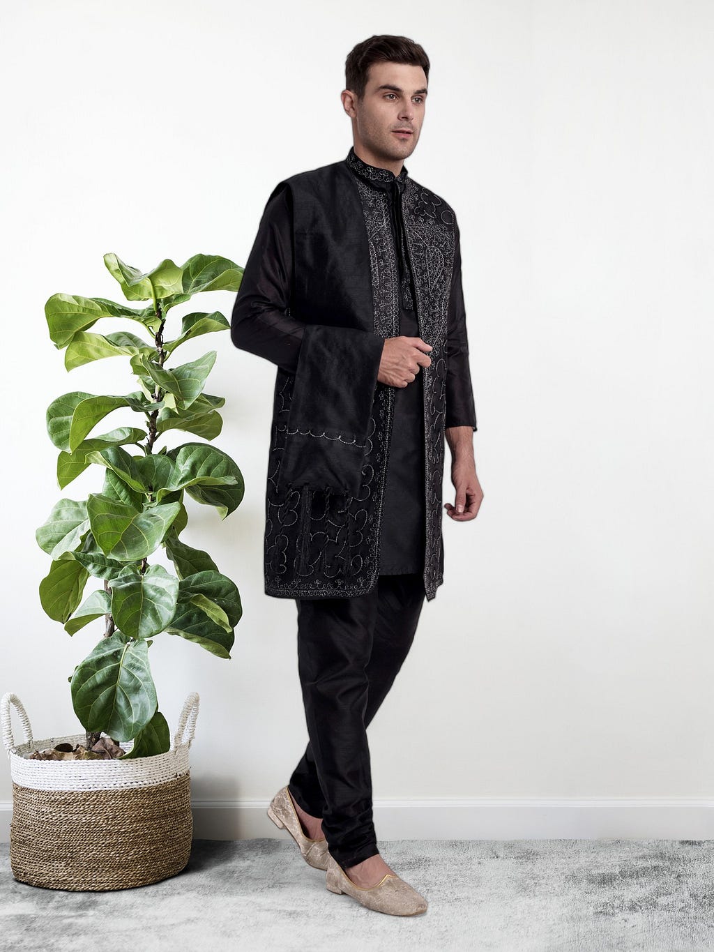 black kurta set for men