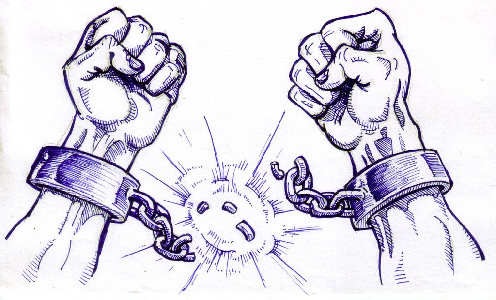 Illustration of shackles being broken
