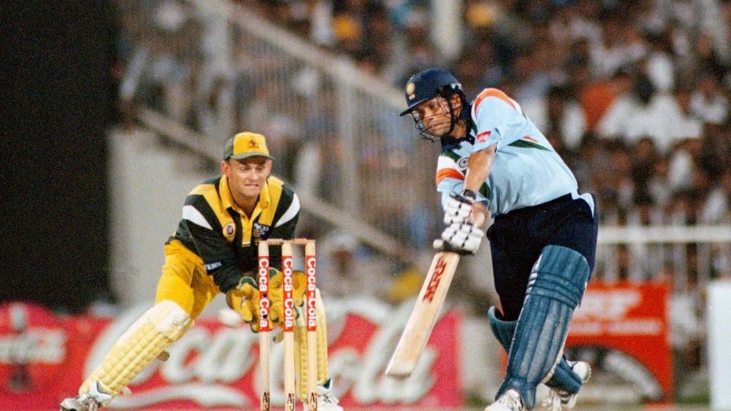 Sachin Tendulkar batting in Sharjah 1998 against Australia