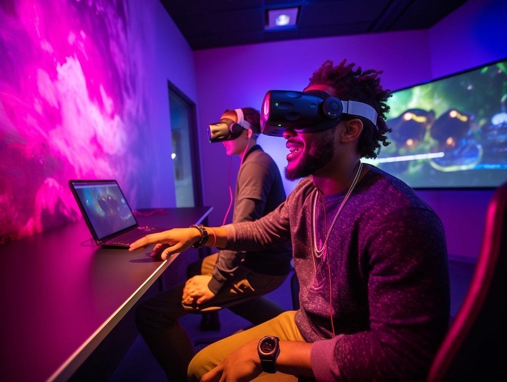 An entertainment helper assists a user to become immersed in the virtual world.