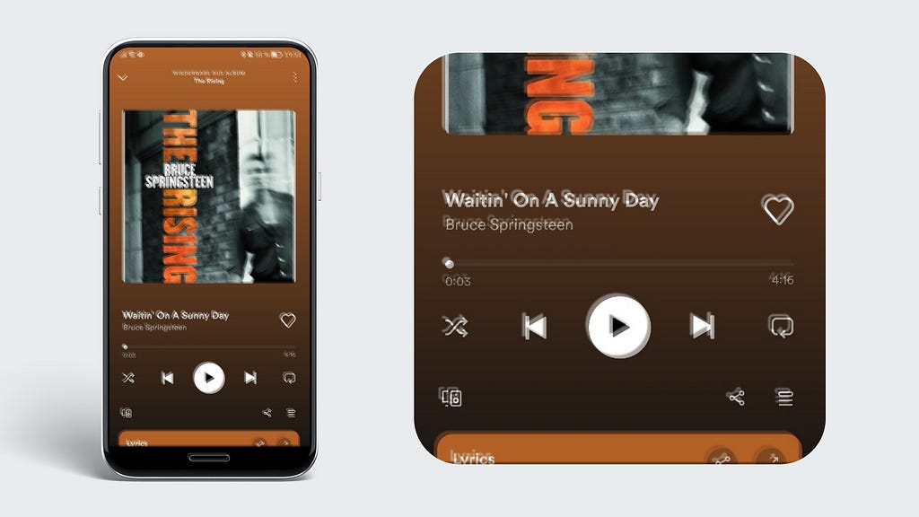 A screenshot of the Spotify App: all design elements appear double and therefore blurry.