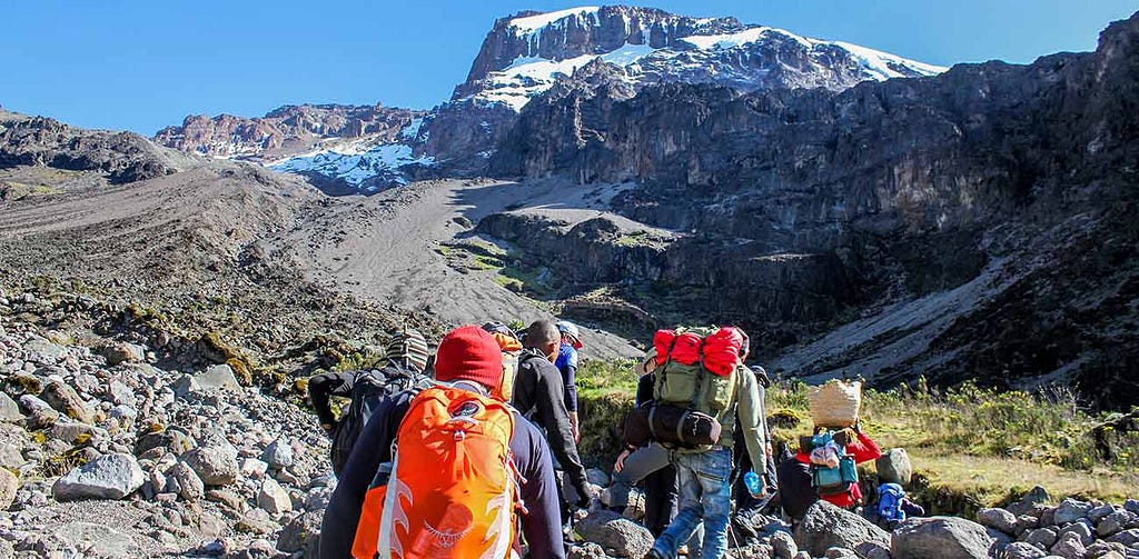 climbers on mount kilimanjaro via lemosho route. photo by Blessing Safaris