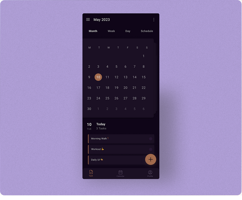 Daily UI Day 35 — Calendar App UI 📅