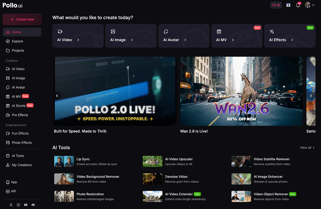 Pollo AI homepage