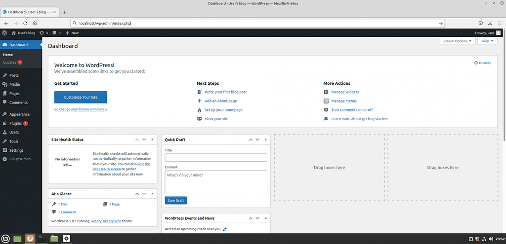 Enter the user name and password created in step 7 and log in.