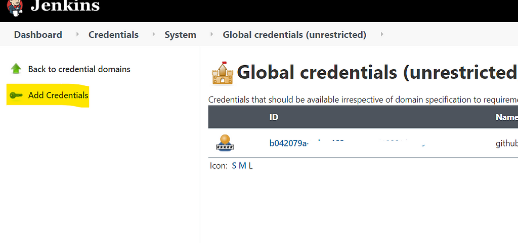 Global credentials page