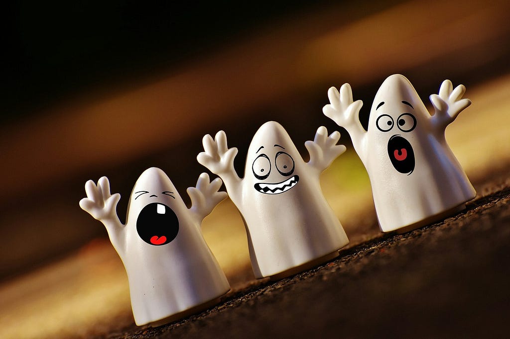 Three happy cartoony ghosts waving their hands in greeting Invitation to writers, call for submissions