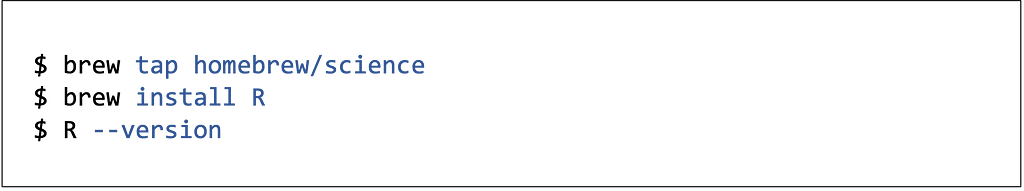 Screenshot of terminal commands to install R using Homebrew on a Mac