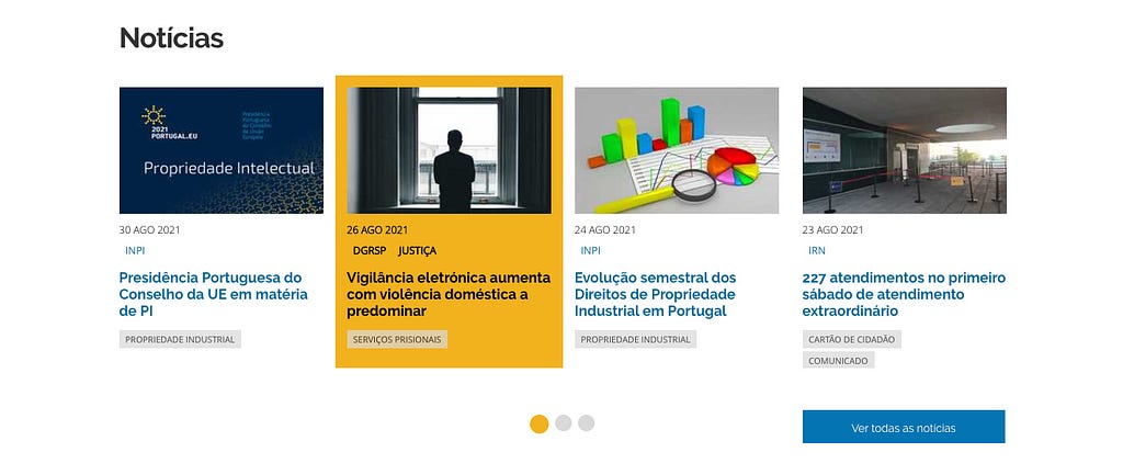 Exemple of carousels of portal Portal da Justiça