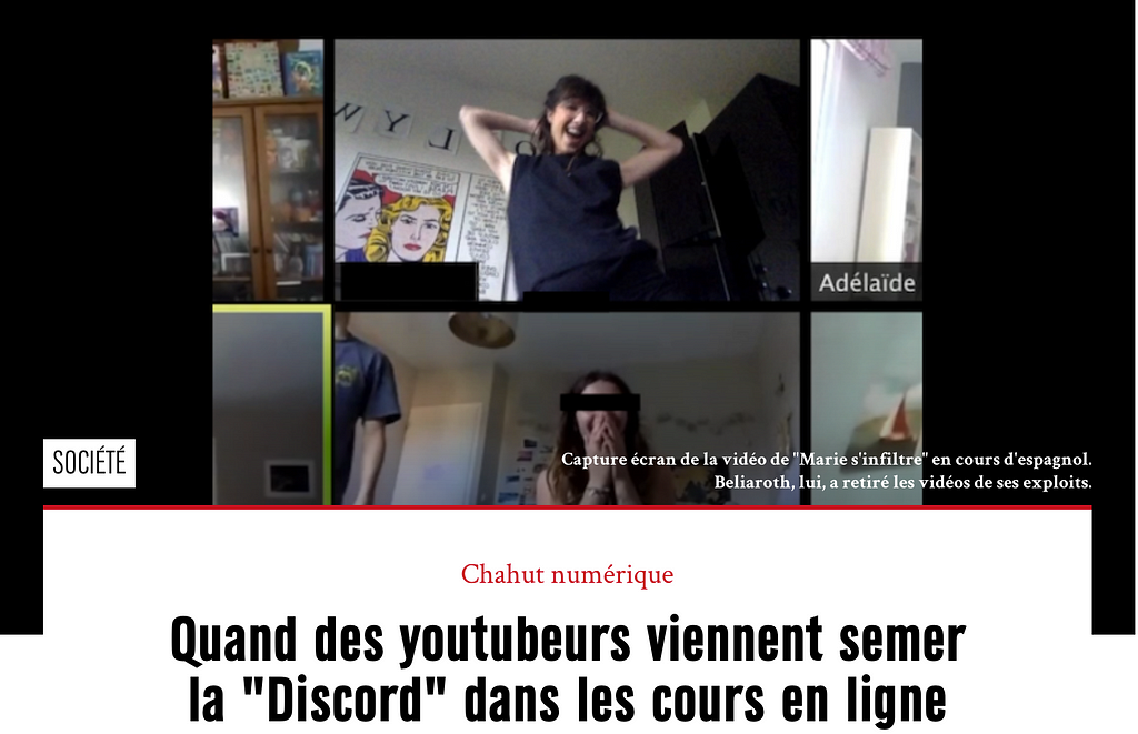 Article de Marianne : Quand des youtubeurs viennent semer la “Discord” dans les cours en ligne