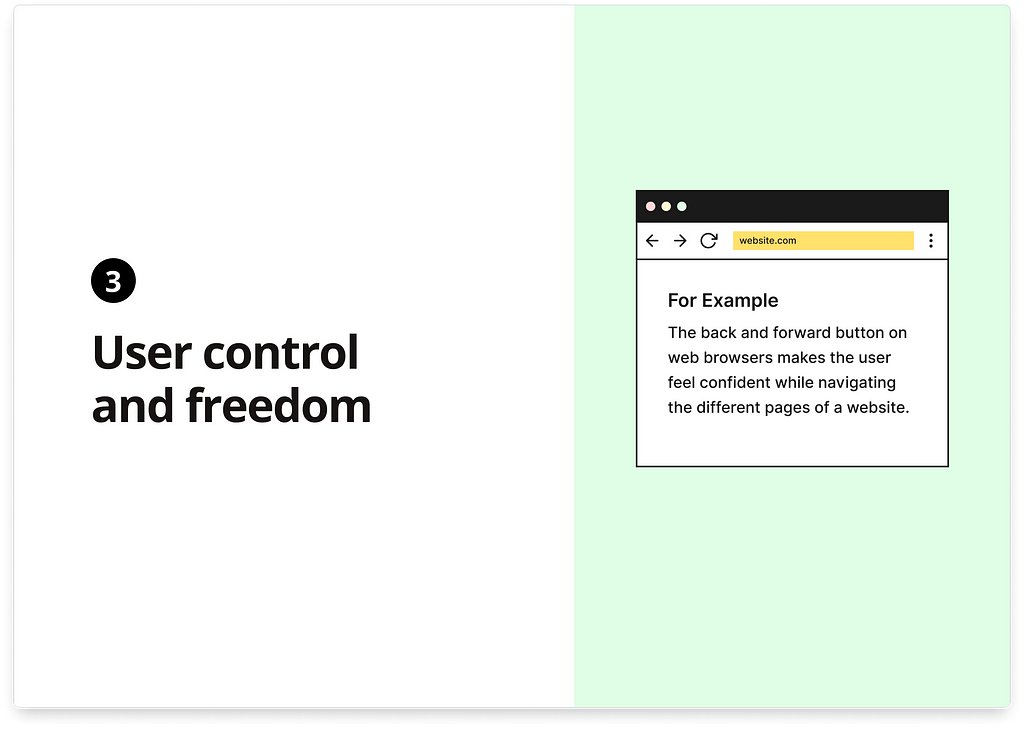 Graphics image for heuristics number 3 “User control and freedom”