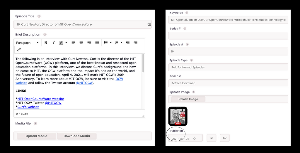 Image of Castos — podcast host — show notes and details interface