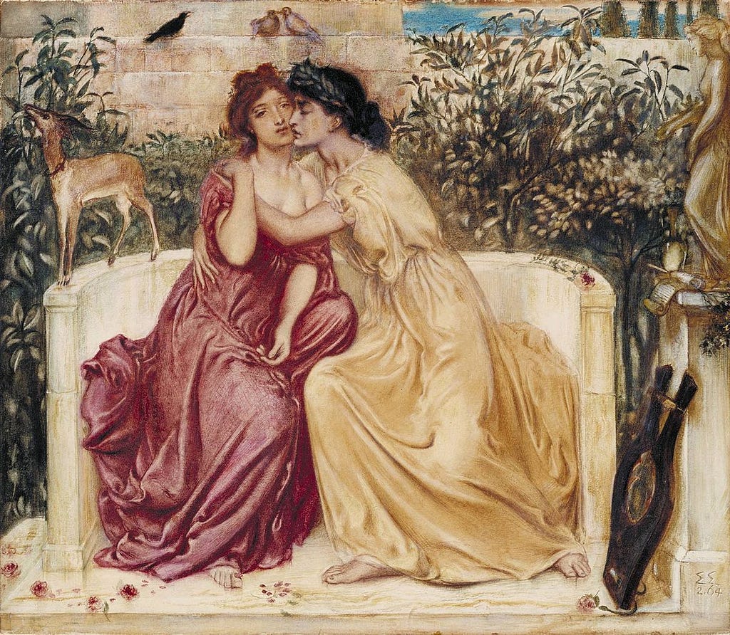 Sappho and Erinna in a Garden at Mytilene, 19th century painting