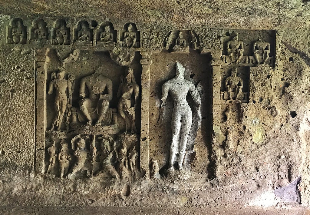 Sculptures in cave number 9, Mahakali caves, Mumbai