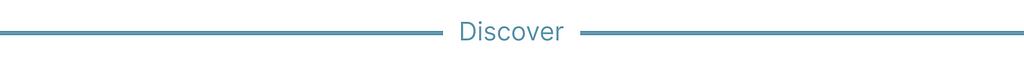 On a white background, there is an image displaying a title of a section called “Discover”
