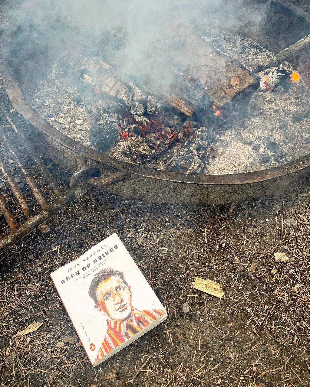 Book near campfire