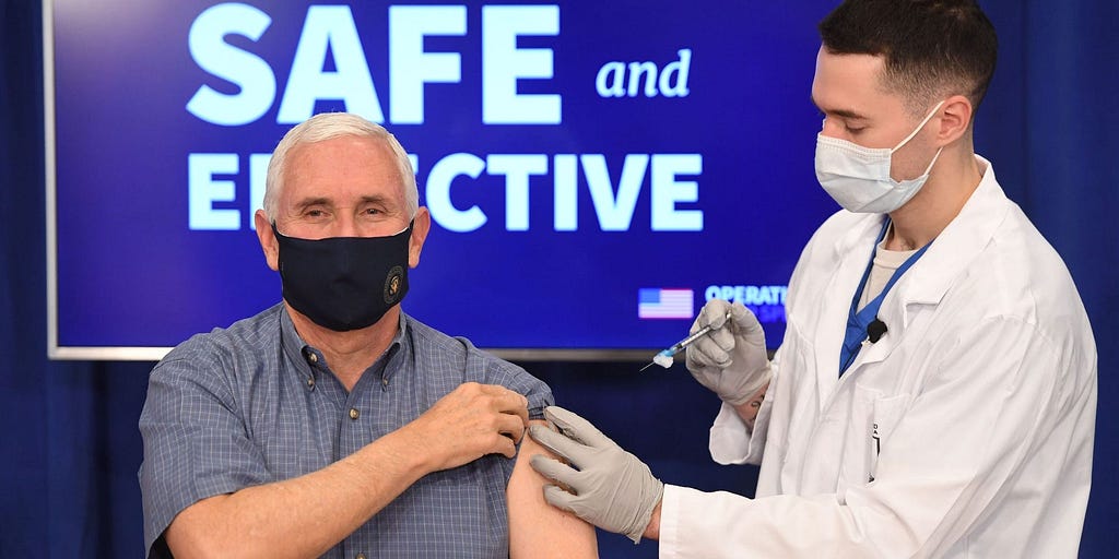 US Vice President Mike Pence receives the COVID-19 vaccine on December 18, 2020.