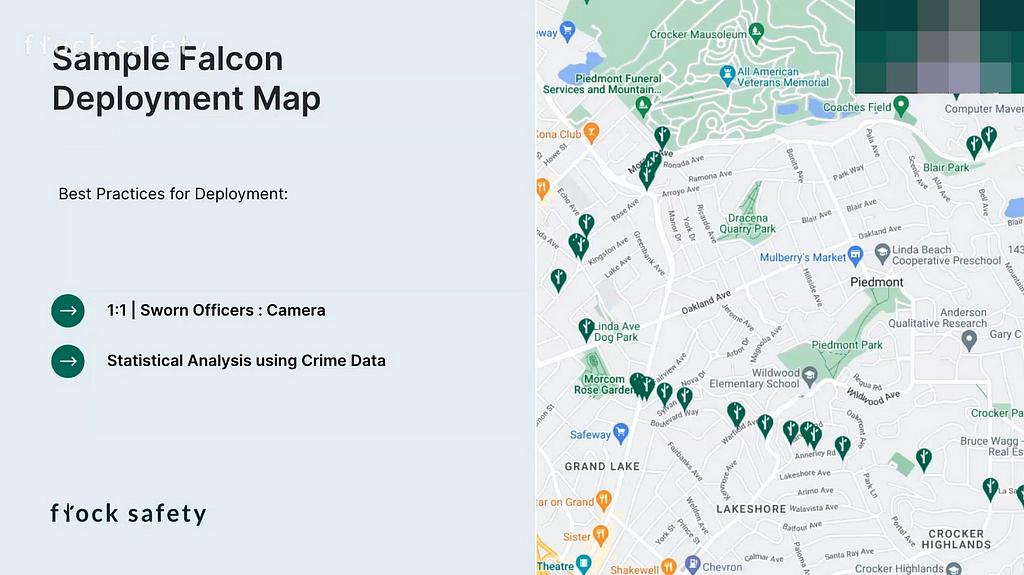 Presentation slide with map. Header test “Sample Falcon Deployment Map”