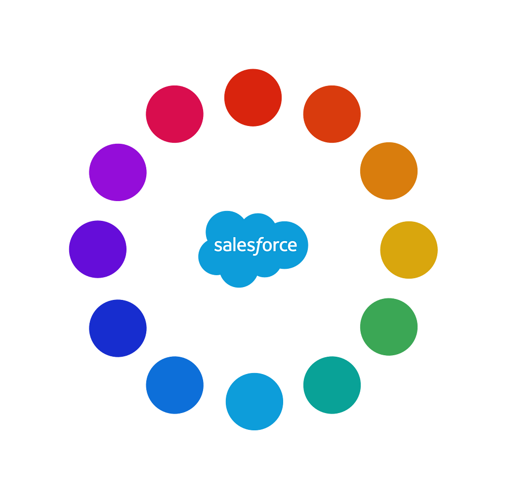 The Salesforce logo surrounded by 12 color hues