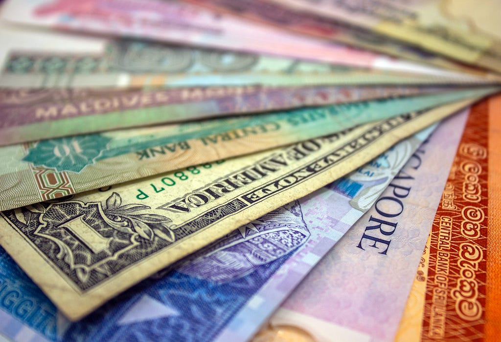 Lots of currencies, including Dirham