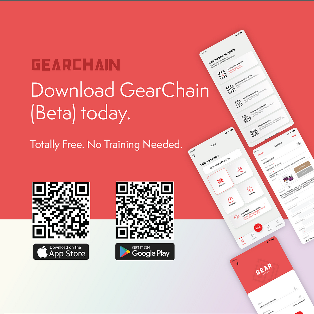 GearChain App is available on Google Play Store and Appled App Store