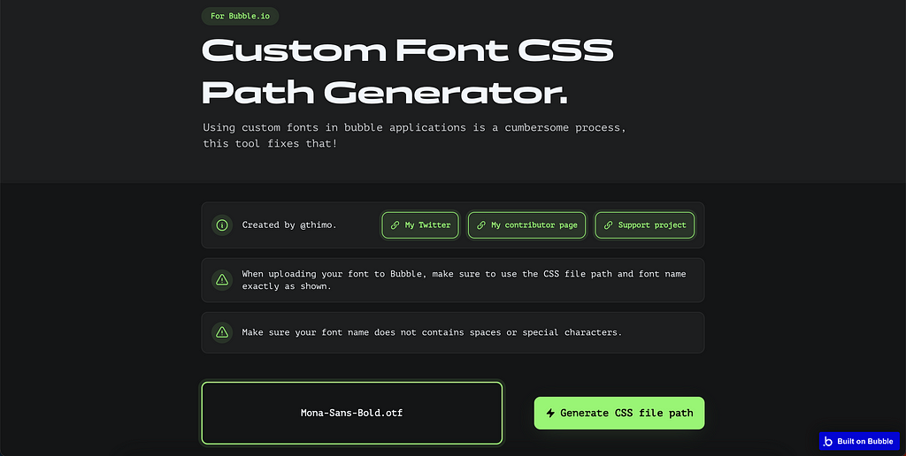 A picture showing a font file being uploaded to the CSS path generator