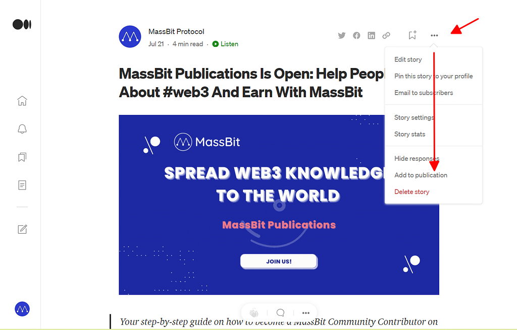 Add your contents to MassBit Publication