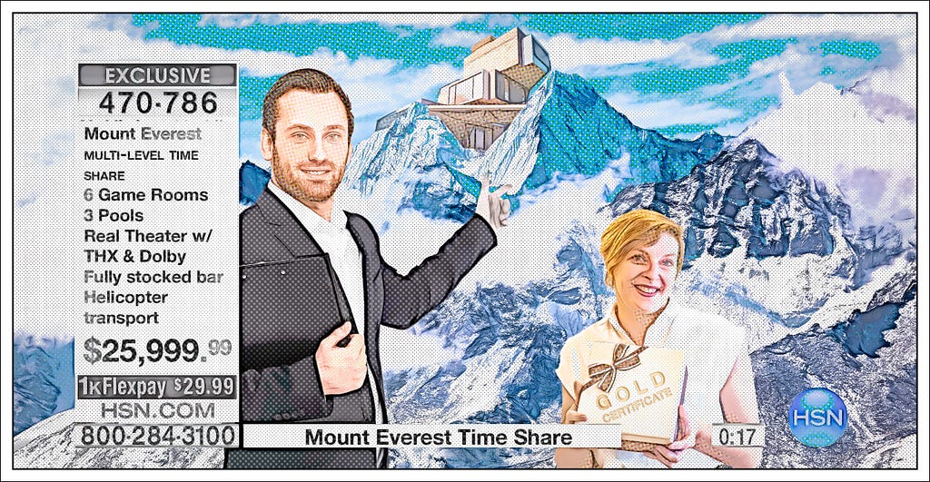 home shopping sale of a Mt. Everest time share