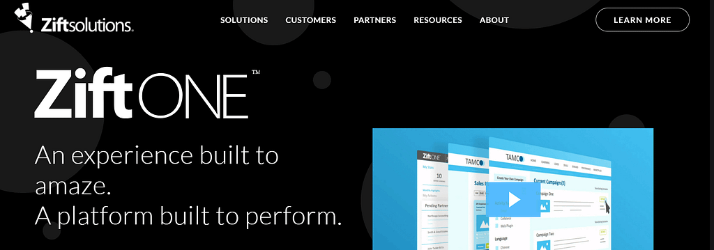 Zift Solutions PRM main page