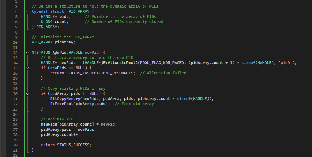Kernel Array Management