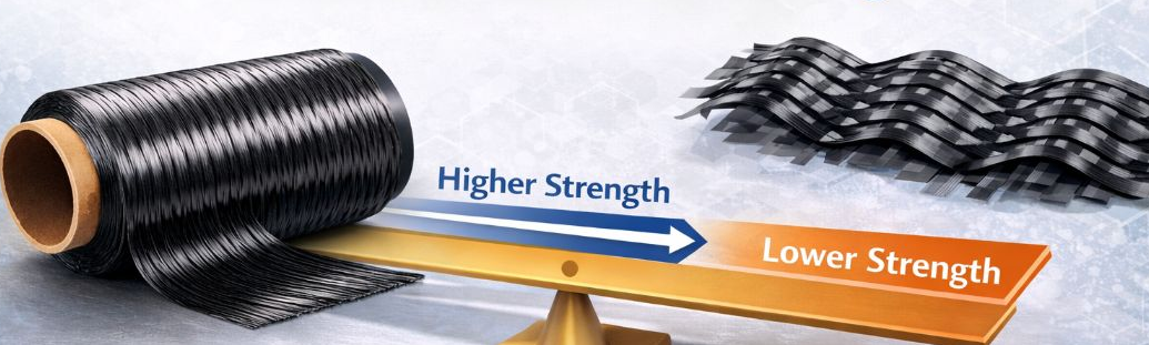 Carbon fiber tow strength = woven fabric strength -