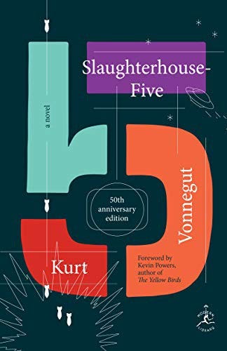 The book cover of Kurt Vonnegut’s book called “Slaughter-house Five”