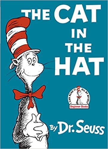The book cover for the children’s book called “The Cat in the Hat”