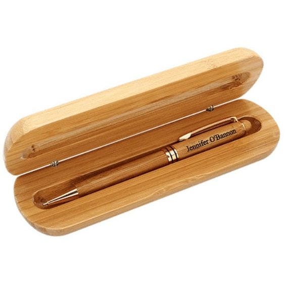 A beautifully crafted bamboo pen and case