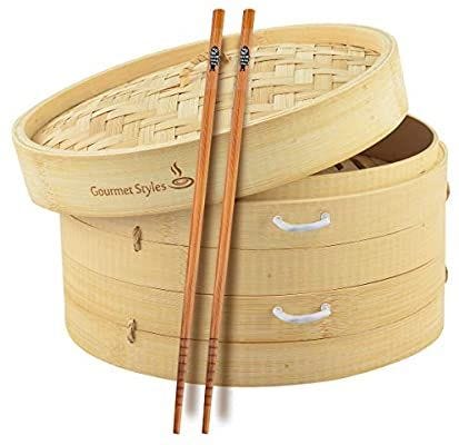 A clean example of a dumpling bamboo steamer made out of bamboo