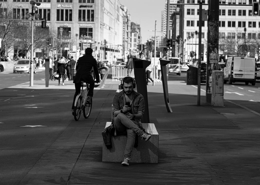Man sitting and reading, Berlin, 2020, Sean P. Durham, Berlin, 2018