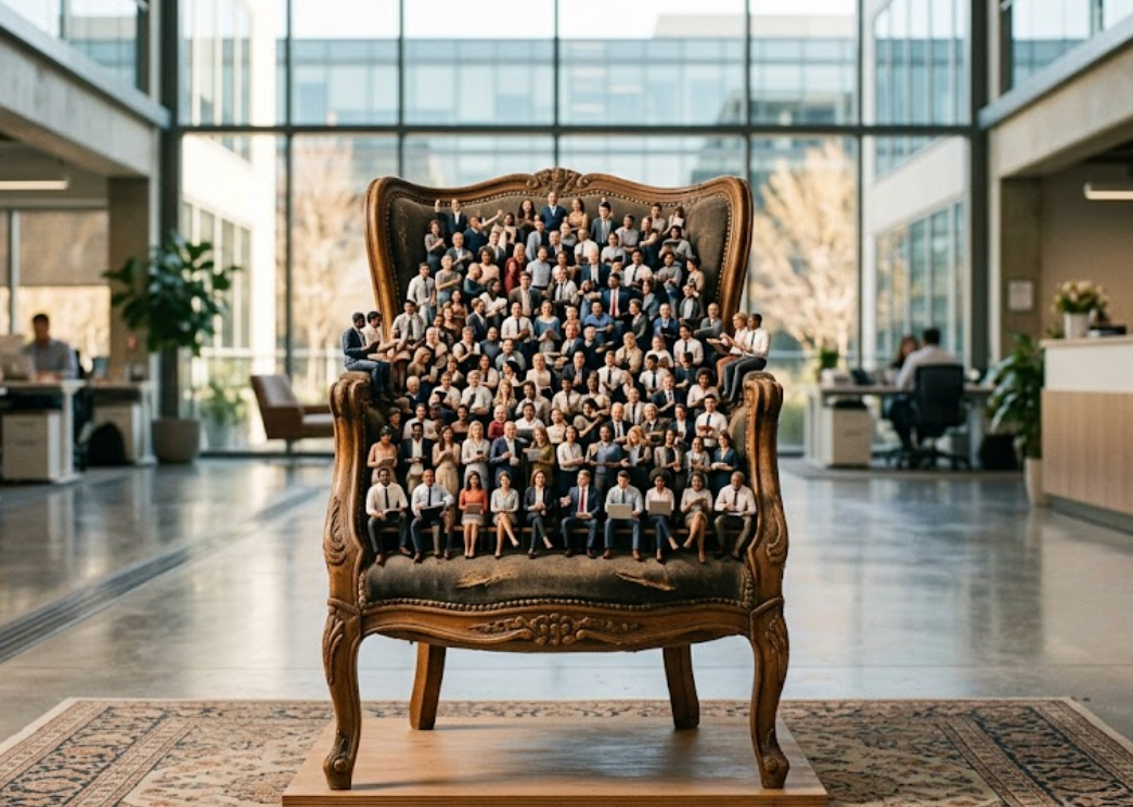 The 400-person company now fits in one chair.