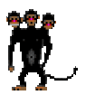Three-headed monkey eating a banana. ©Lucasfilm Games.