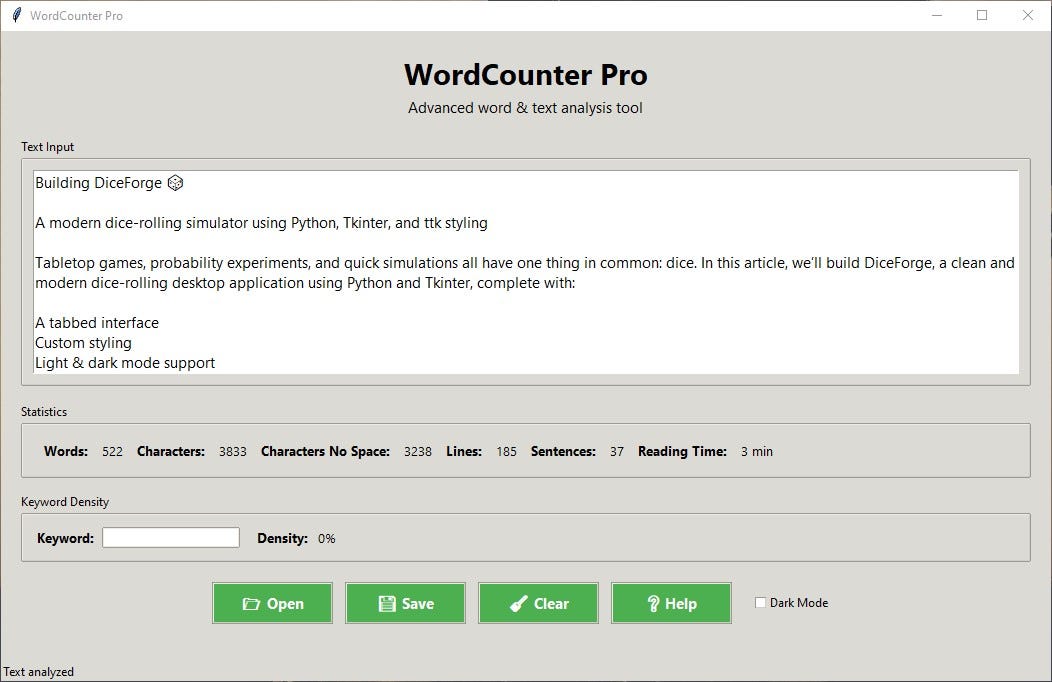 Building a Desktop Word Counter in Python with Tkinter (WordCounter Pro)